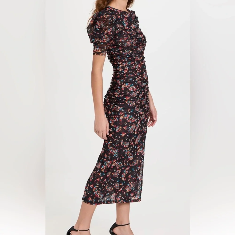 Free People briella twilight combo floral Black and Red Floral ruched mesh dress - Picture 3 of 11